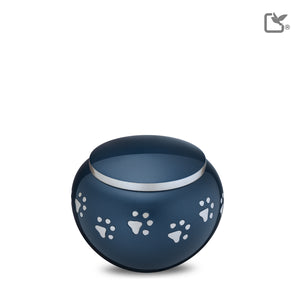 P271S Classic Round Small Pet Urn Blue & Bru Pewter