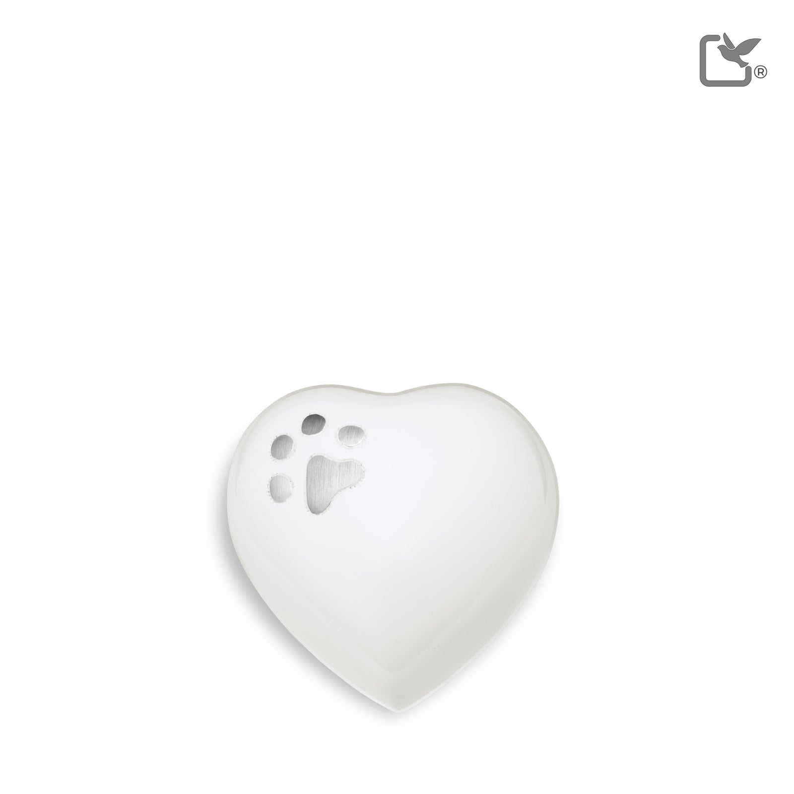 P272K Keepsake Heart Pet Urn White & Bru Pewter