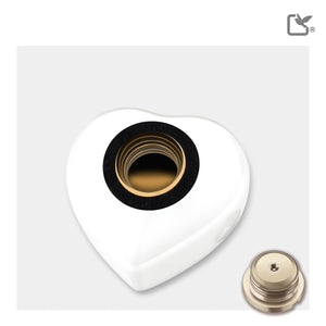 P272K Keepsake Heart Pet Urn White & Bru Pewter