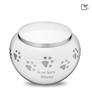 P272L Classic Round Large Pet Urn White & Bru Pewter