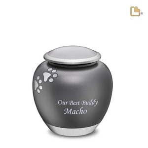 P550M Shadow Medium Pawprint Pet Urn French Grey & Bru Pewter