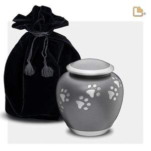 P550S Shadow Small Pawprint Pet Urn French Grey & Bru Pewter