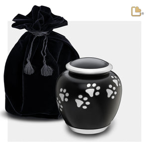 P551S Shadow Small Pawprint Pet Urn Black & Bru Pewter