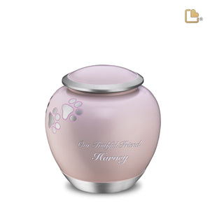 P552M Shadow Medium Pawprint Pet Urn Pink & Bru Pewter