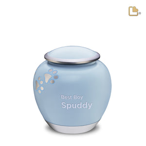 P553M Shadow Medium Pawprint Pet Urn Blue & Bru Pewter