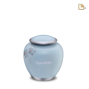 P553S Shadow Small Pawprint Pet Urn Blue & Bru Pewter