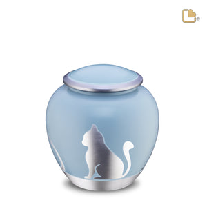 P557M Shadow Medium Cat Pet Urn Blue & Bru Pewter