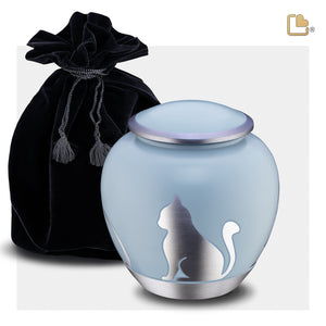 P557M Shadow Medium Cat Pet Urn Blue & Bru Pewter