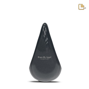 P580   TearDrop Medium Urn Midnight & Bru Pewter