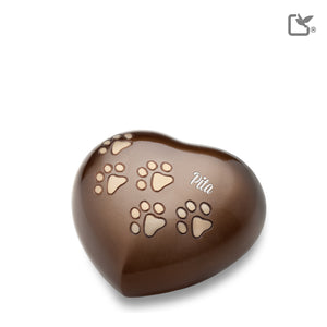 P630M Medium Heart Pet Urn Bronze & Bru Gold