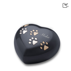 P631L Large Heart Pet Urn Midnight & Bru Pewter