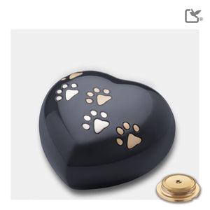 P631L Large Heart Pet Urn Midnight & Bru Pewter