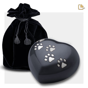 P631L Large Heart Pet Urn Midnight & Bru Pewter