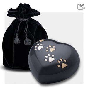 P631M Medium Heart Pet Urn Midnight & Bru Pewter