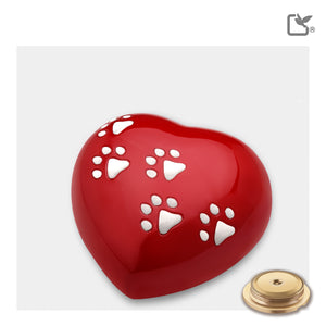 P632L Large Heart Pet Urn Red & Bru Pewter