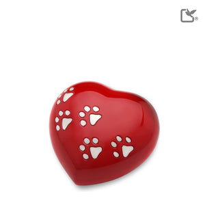 P632M Medium Heart Pet Urn Red & Bru Pewter