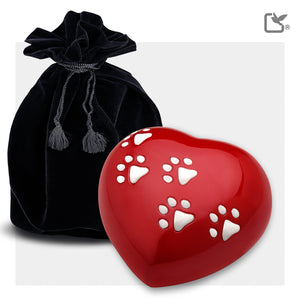 P632M Medium Heart Pet Urn Red & Bru Pewter