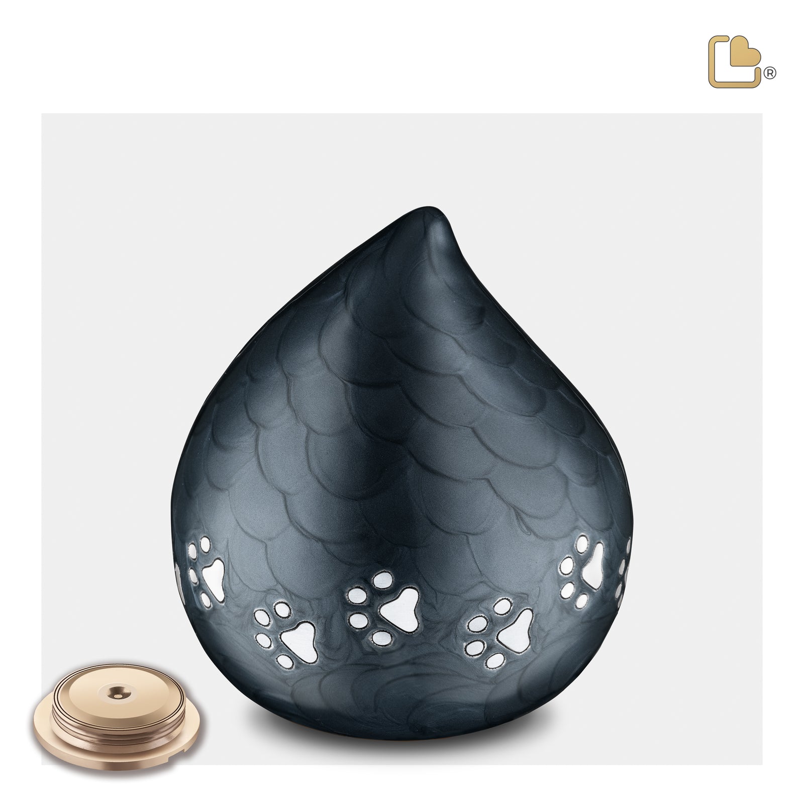 P633M LoveDrop Medium Pet Urn Pearl Midnight & Bru Pewter