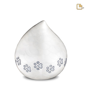 P635M LoveDrop Medium Pet Urn Pearl White & Bru Pewter