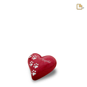 P637K Keepsake Heart Pet Urn Pearl Red & Bru Pewter