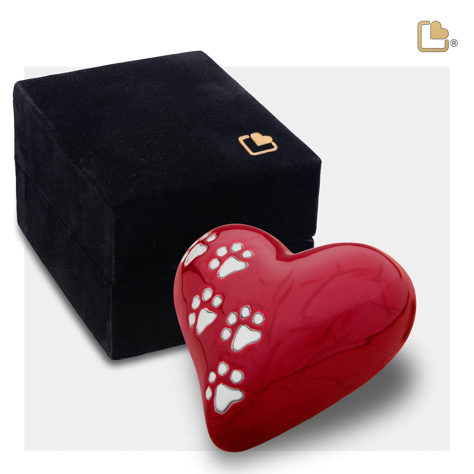 P637K Keepsake Heart Pet Urn Pearl Red & Bru Pewter