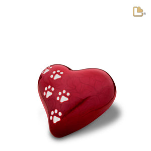 P637M Medium Heart Pet Urn Pearl Red & Bru Pewter