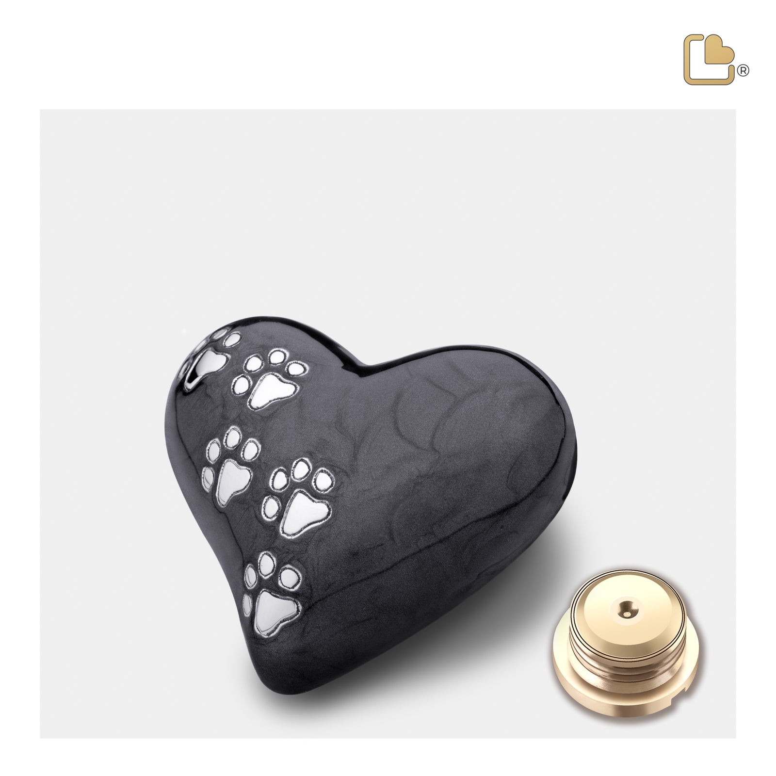 P640K Keepsake Heart Pet Urn Pearl Midnight & Bru Pewter