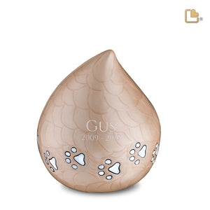 P646M LoveDrop Medium Pet Urn Beige & Bru Pewter