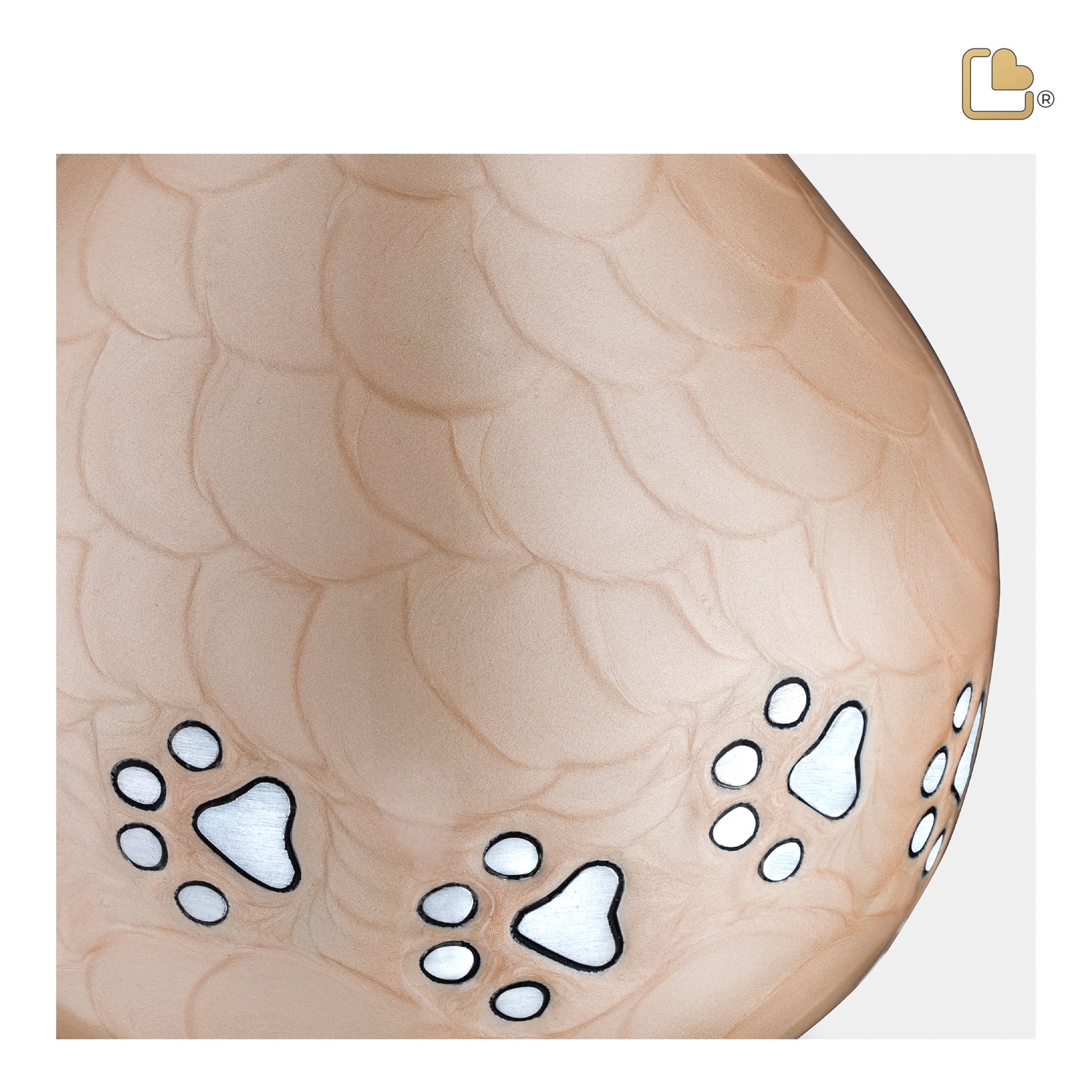 P646M LoveDrop Medium Pet Urn Beige & Bru Pewter