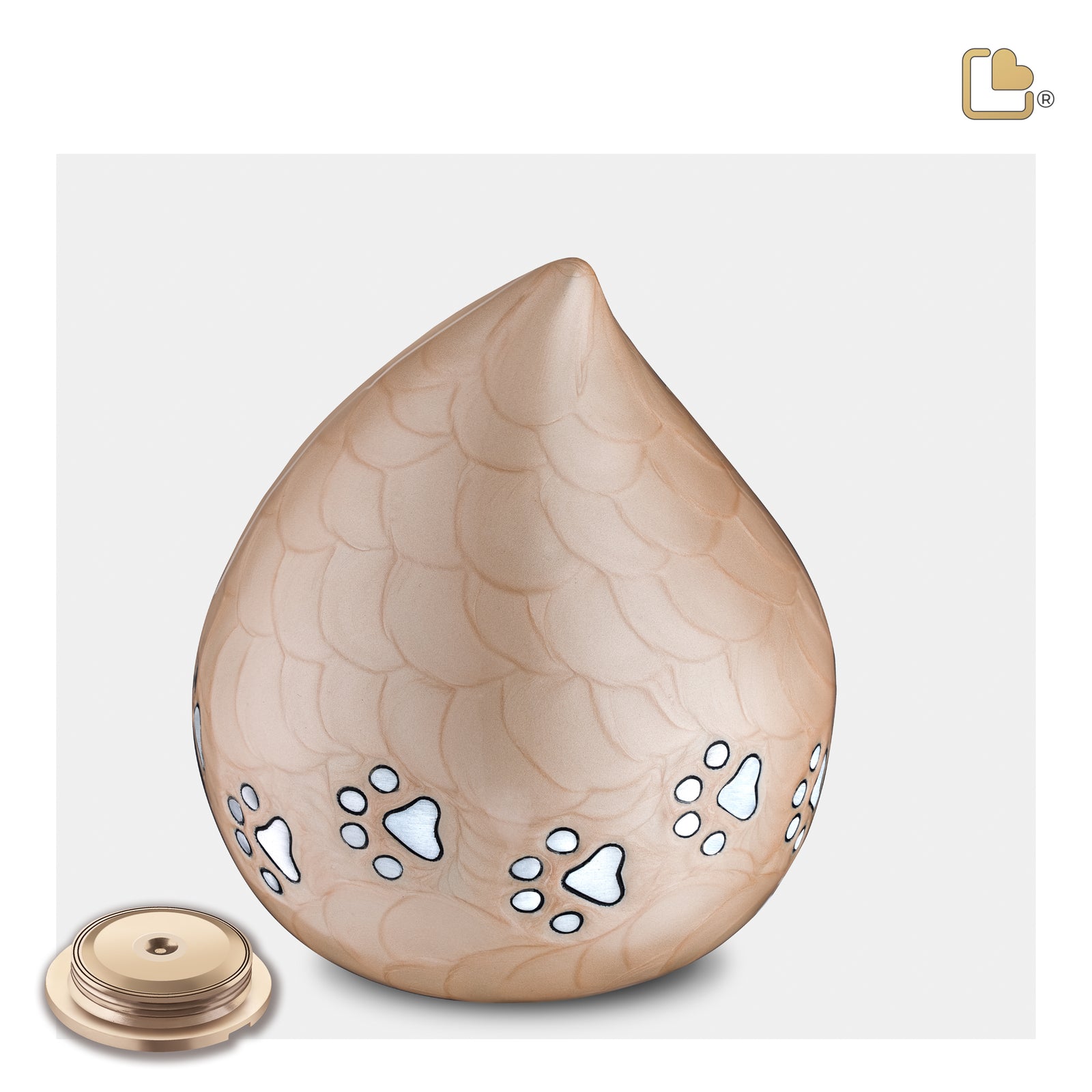 P646M LoveDrop Medium Pet Urn Beige & Bru Pewter