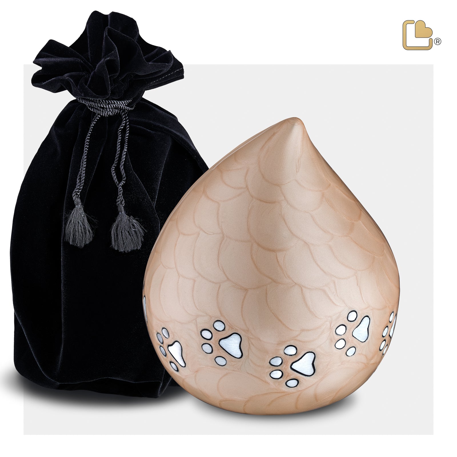 P646M LoveDrop Medium Pet Urn Beige & Bru Pewter