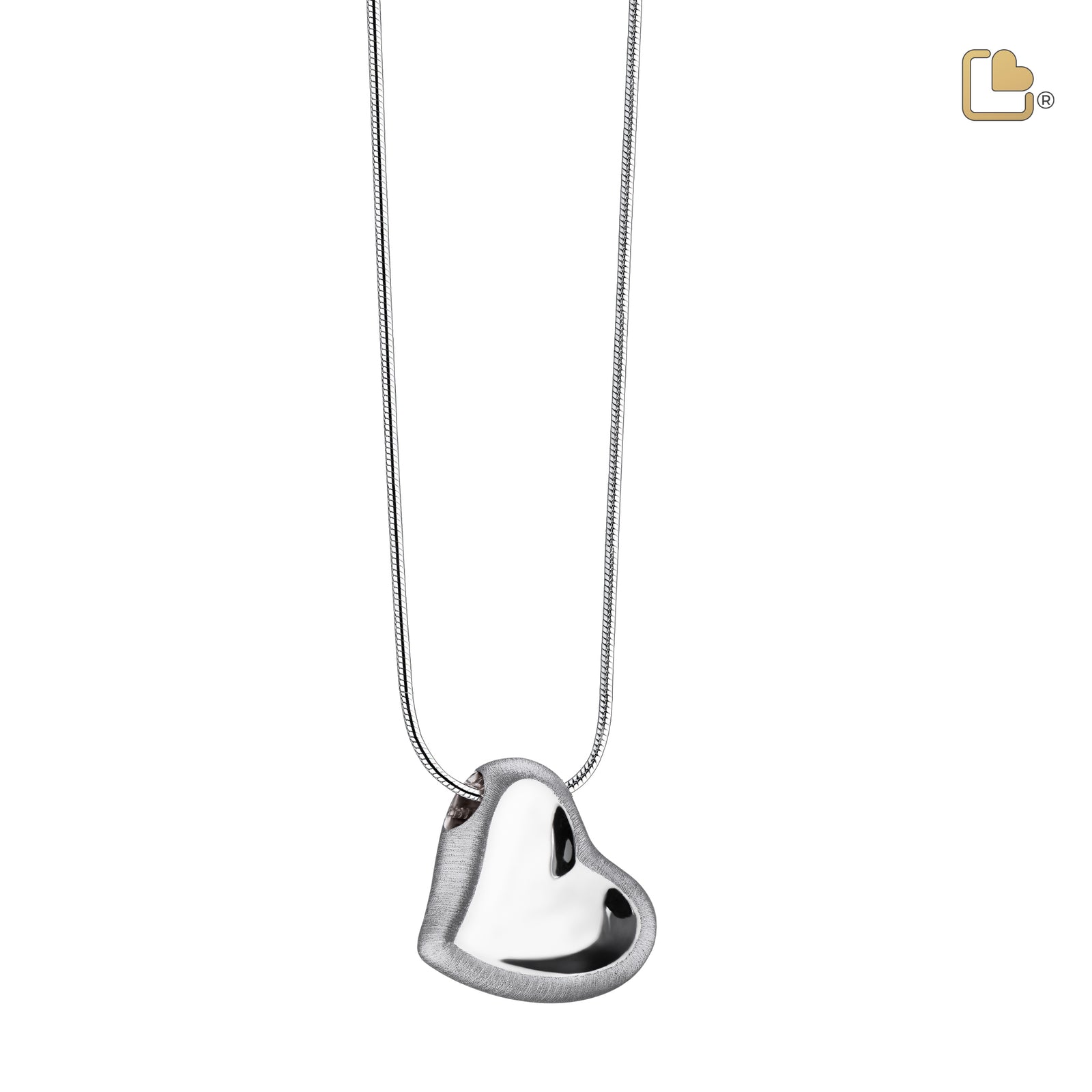 PD1000 Leaning Heart Ashes Pendant Pol & Bru Silver