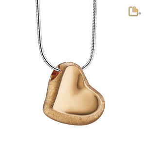 PD1001 Leaning Heart Ashes Pendant Pol & Bru Gold Vermeil