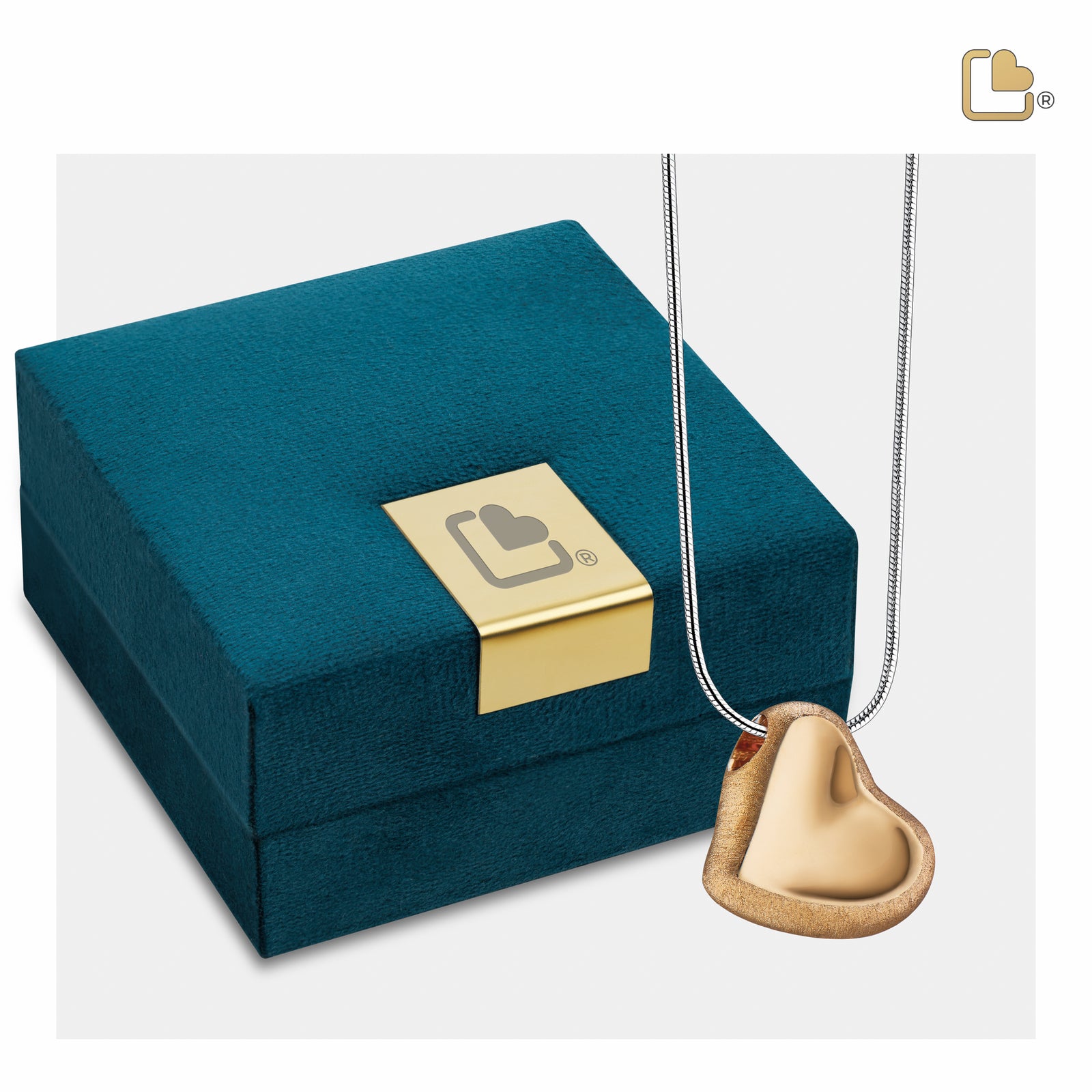 PD1001 Leaning Heart Ashes Pendant Pol & Bru Gold Vermeil