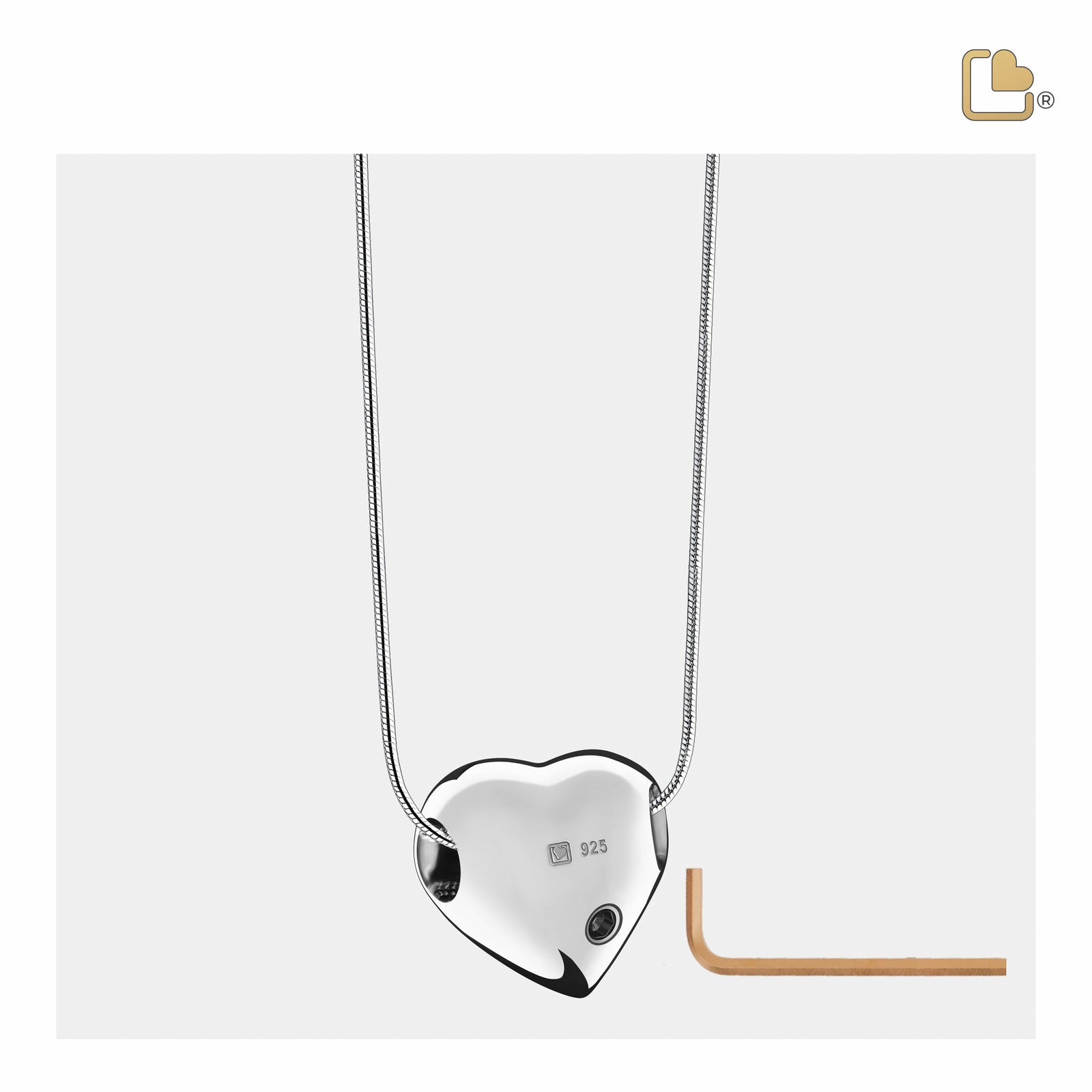 PD1010 LoveHeart Ashes Pendant Pol Silver