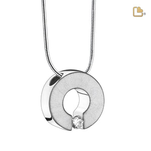 PD1040 Omega Ashes Pendant Pol & Bru Silver w/Zirconia