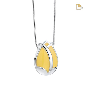PD1072 Tulip Ashes Pendant Pearl Yellow & Pol Silver