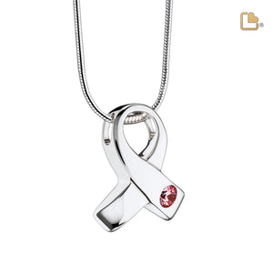 PD1100   Awareness Ashes Pendant Pink & Pol Silver w/Zirconia