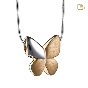 PD1160 Butterfly Ashes Pendant Bru Silver & Gold Vermeil