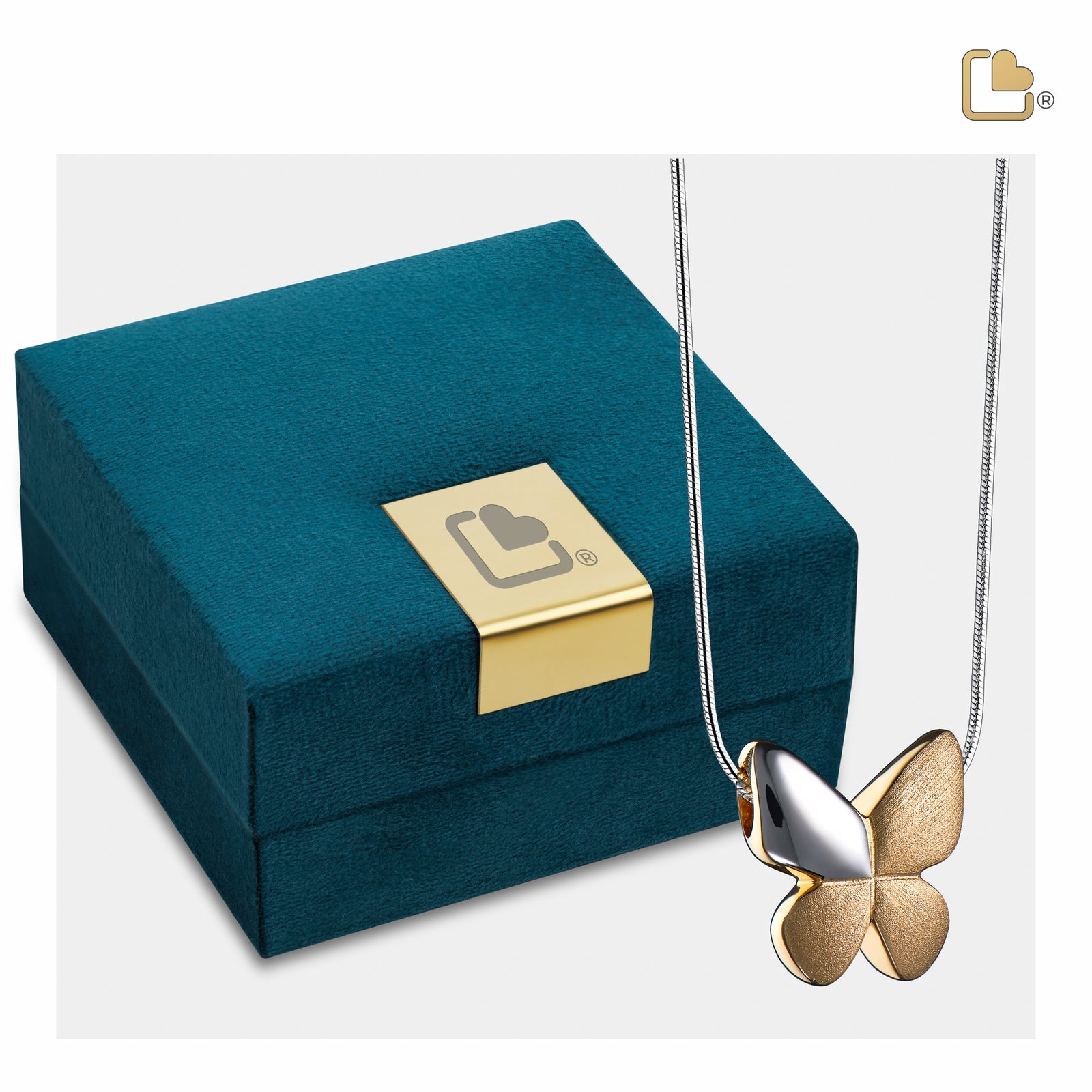 PD1160 Butterfly Ashes Pendant Bru Silver & Gold Vermeil