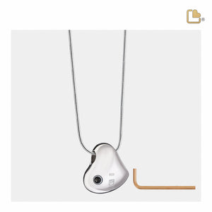 PD1170 Leaning Heart with Paws Ashes Pendant Pol Silver