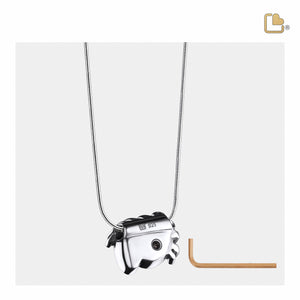 PD1181 BabyFeet Ashes Pendant Blue & Pol Silver w/Zirconia