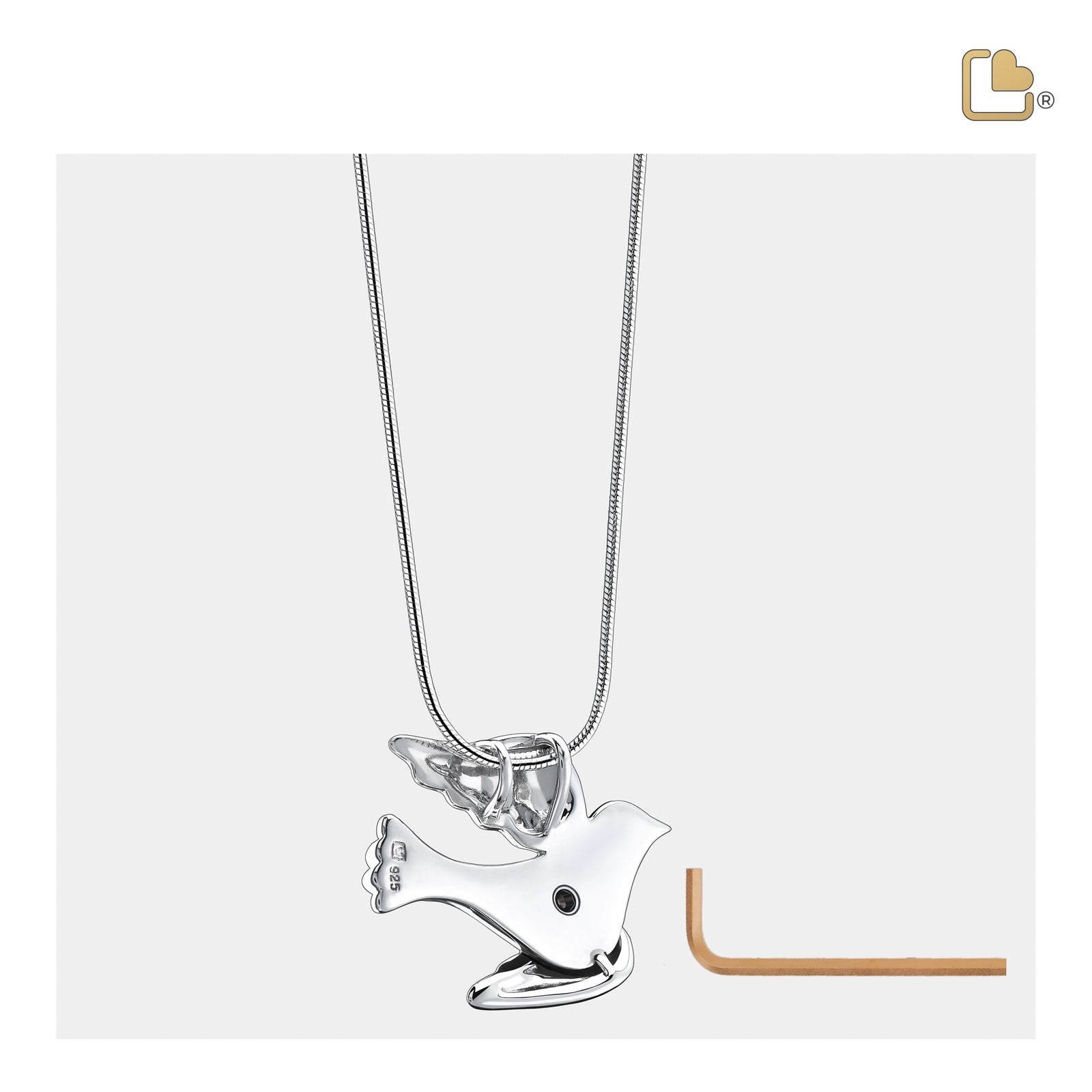 PD1190 FlyingDove Ashes Pendant Pol & Bru Silver
