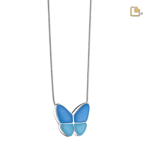 PD1201 Wings of Hope Ashes Pendant Pearl Blue & Pol Silver