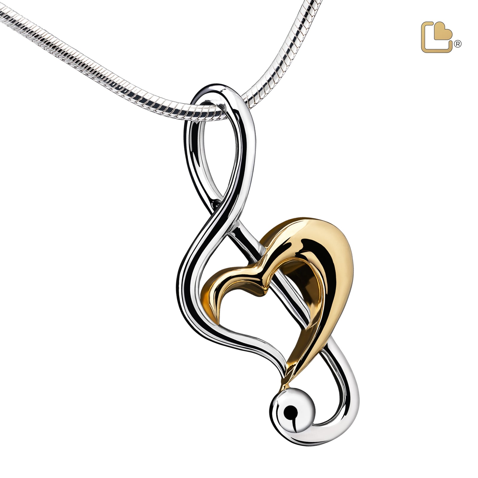 PD1250 TrebleClef Ashes Pendant Pol Silver & Gold Vermeil