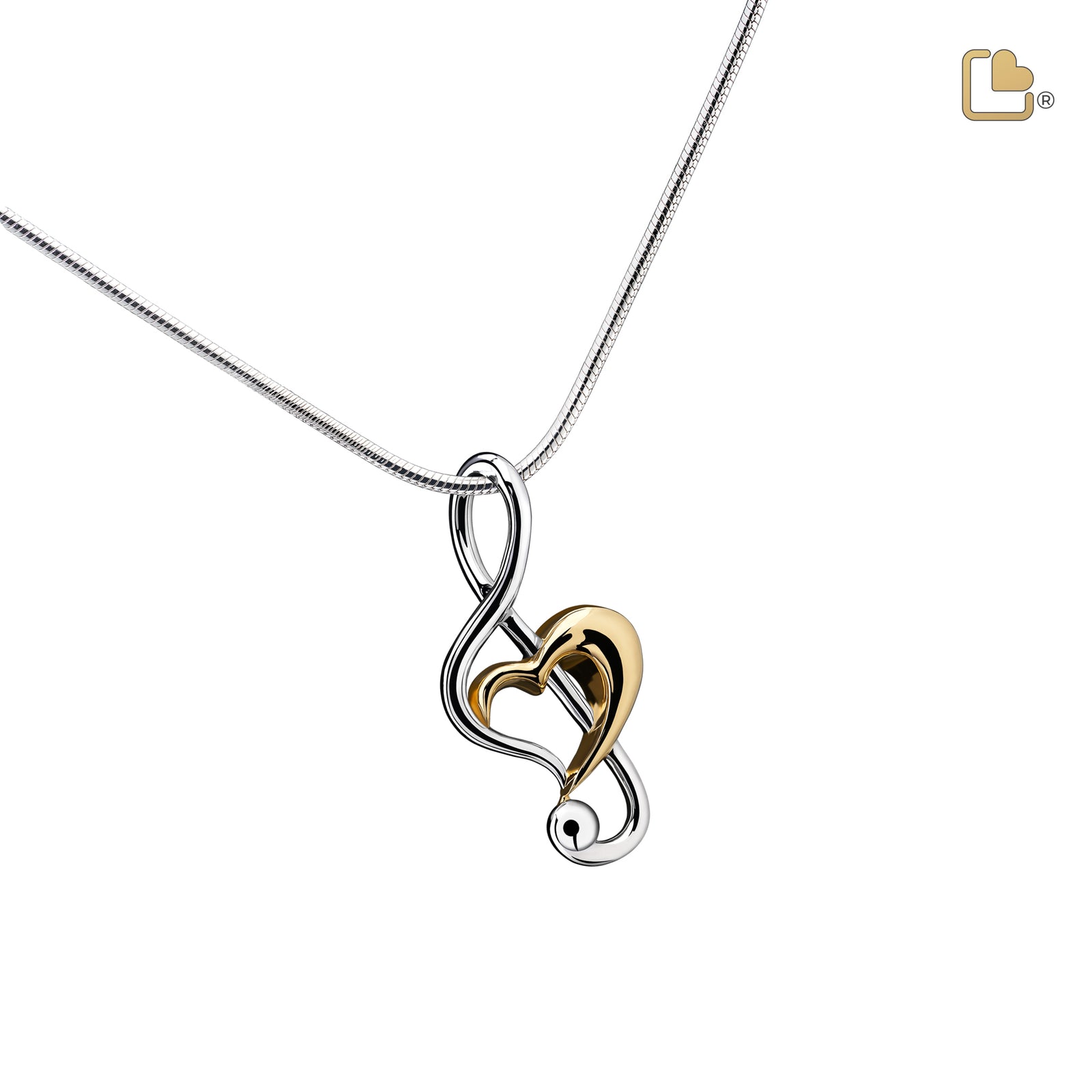 PD1250 TrebleClef Ashes Pendant Pol Silver & Gold Vermeil