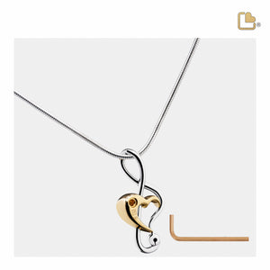 PD1250 TrebleClef Ashes Pendant Pol Silver & Gold Vermeil