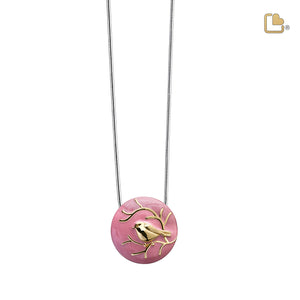 PD1270 BlessingBirds Ashes Pendant Pearl Pink & Pol Gold Vermeil