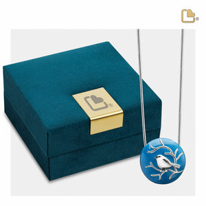 PD1271 BlessingBirds Ashes Pendant Pearl Blue & Pol Silver