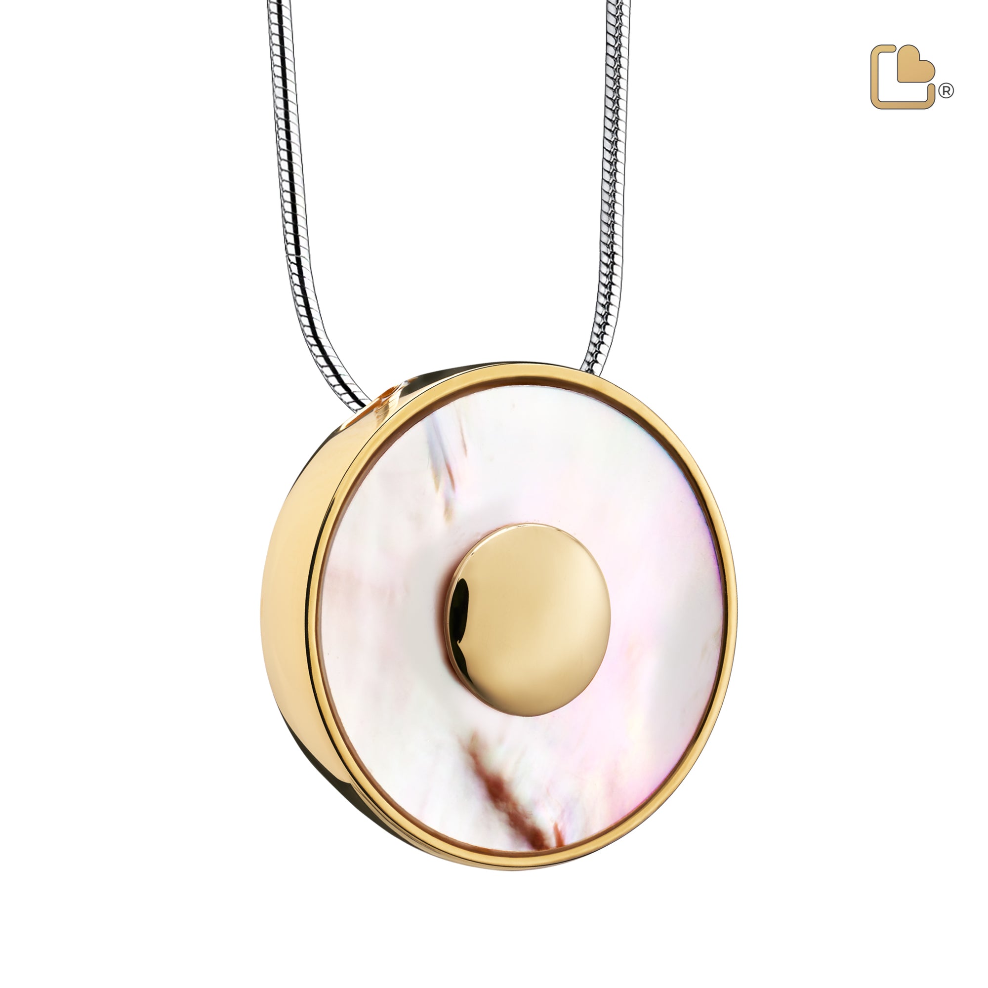 PD1290   Mother of Pearl Ashes Pendant Pol Gold Vermeil